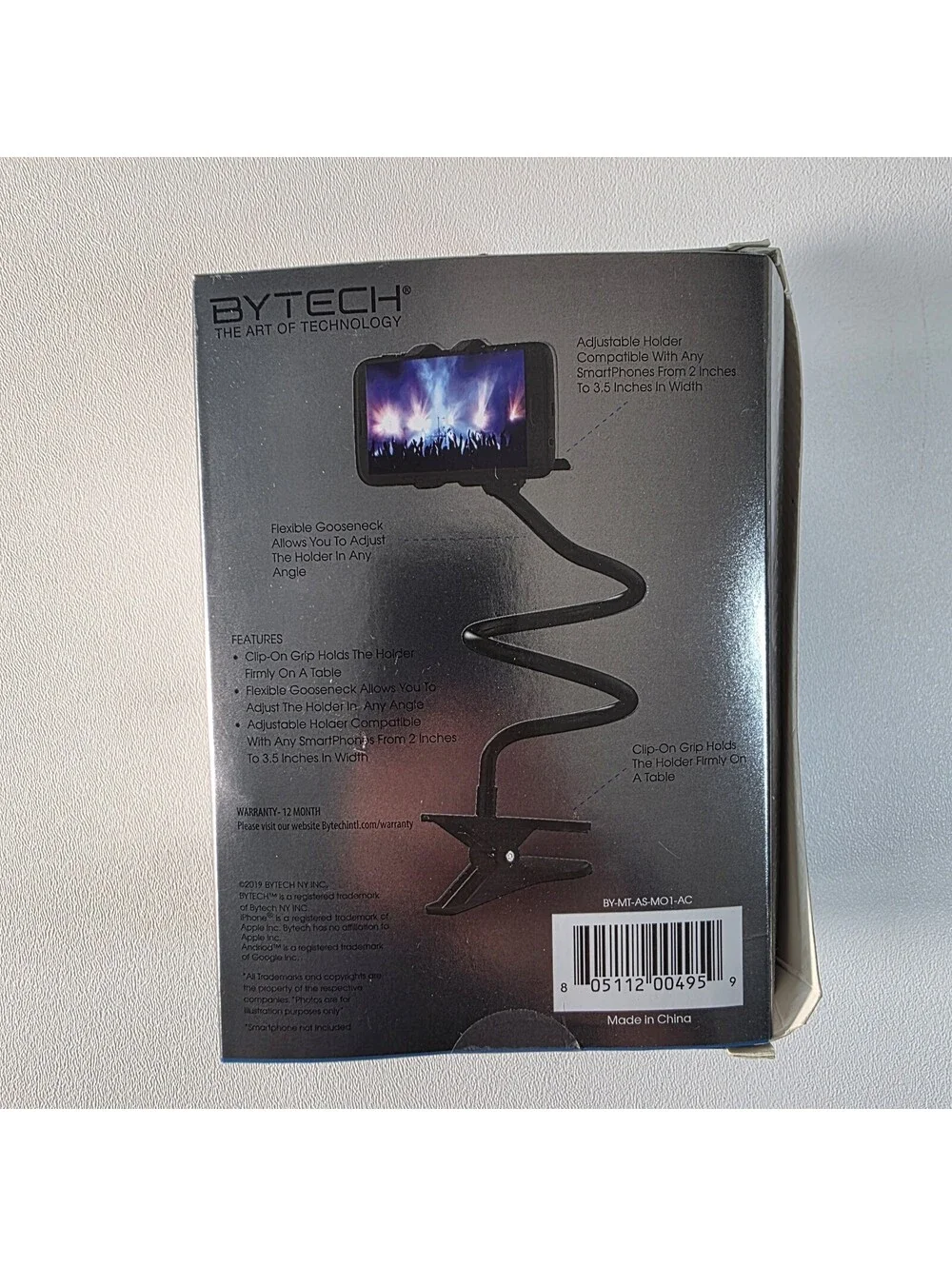 BYTECH Universal Smartphone Holder Clip On Grip Flexible Gooseneck